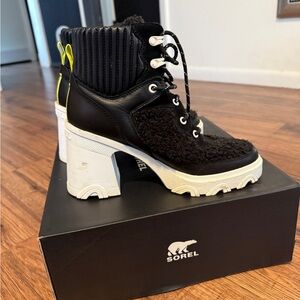 Sorel Black and White Heeled Boots